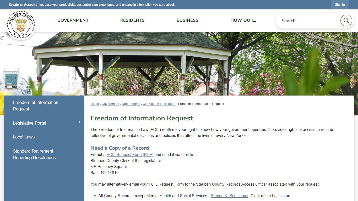 Freedom of Information Request | Steuben County, NY